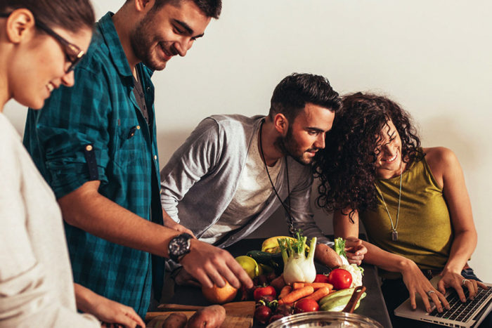 students eating