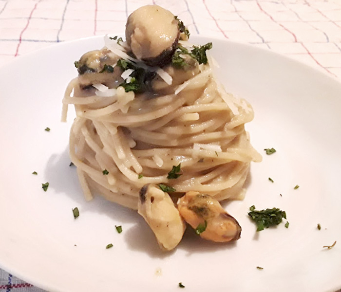 Abbaye de St. Martin Blonde Spaghetti Cozze Impattamento